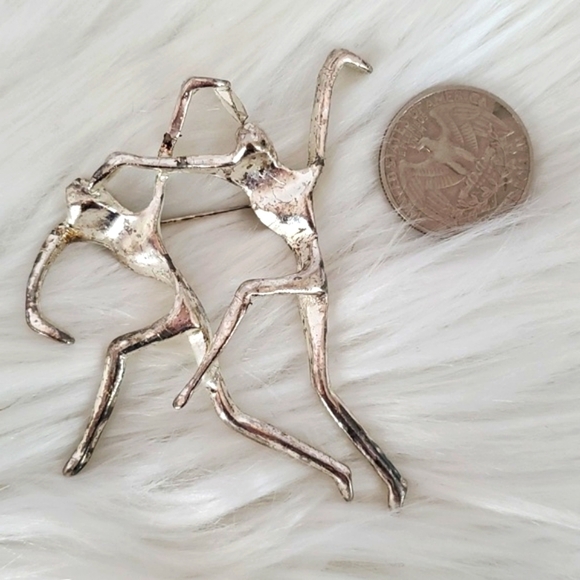 Vintage Silvertone Dancing Ballet Large Figure Brooch Pin Costume Jewelry - Picture 8 of 9